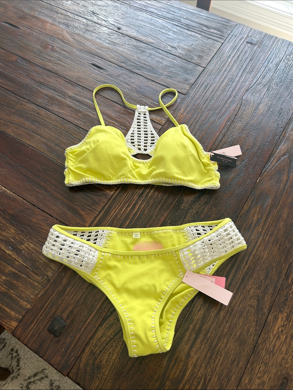 Victoria's Secret Neon Yellow Crochet-Accent women’s Bikini